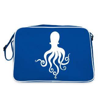 Octopus Silhouette T-Shirt - Sea Life Squid Cool - Sac Retro - bleu/blanc - Dos