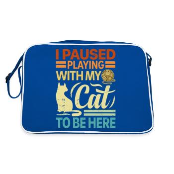 J’ai fait une pause en jouant avec mon chat pour être ici - Retro - Sac Retro - bleu/blanc - Dos