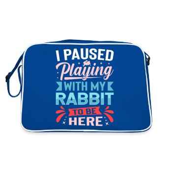 J’ai fait une pause en jouant avec mon lapin pour être ici - Sac Retro - bleu/blanc - Dos