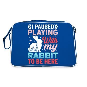 J’ai fait une pause en jouant avec mon lapin pour être ici - Sac Retro - bleu/blanc - Dos