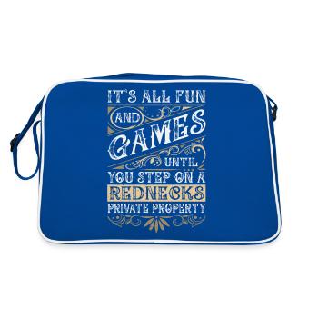 It's All Fun Until You Step On A Rednecks Property - Retro Bag - blue/white - Back