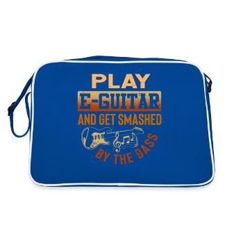 Spiele E-Gitarre Und Werde Vom Bass Vernichtet - Retro Tasche - Blau/Weiß - Hinten