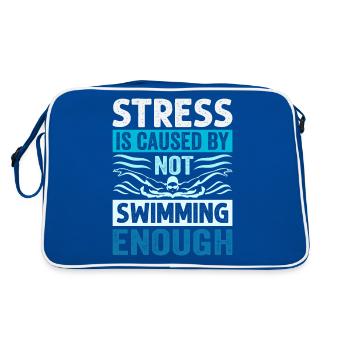 Stress Is Caused By Not Swimming Enough - Retro Tasche - Blau/Weiß - Hinten