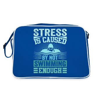 Stress Is Caused By Not Swimming Enough - Retro Tasche - Blau/Weiß - Hinten