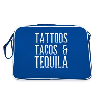 Tatouages Tacos Tequila Cuisine mexicaine Boisson alcoolisée - Sac Retro - bleu/blanc - Dos
