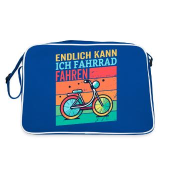 Endlich Kann Ich Fahrrad Fahren - Retro Tasche - Blau/Weiß - Hinten