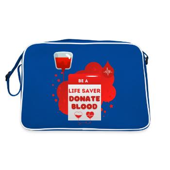 Blood Donation Be A Life Saver Donate Blood - Retro Bag - blue/white - Back