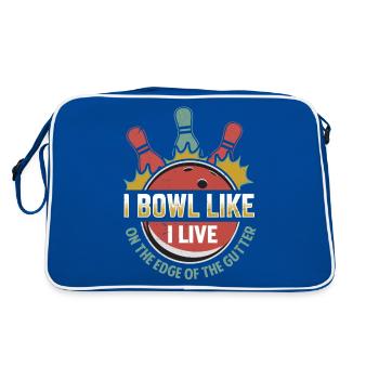 I Bowl Like I Live- On The Edge Of The Gutter - Retro Bag - blue/white - Back