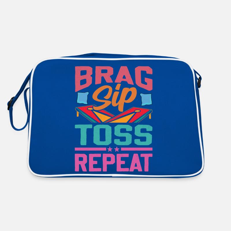 Brag Sip Toss Repeat - Cornhole Spruch Retro Tasche