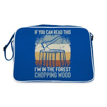 Ich Bin Im Wald Holz Hacken - Lustiger Spruch - Retro Tasche - Blau/Weiß - Hinten