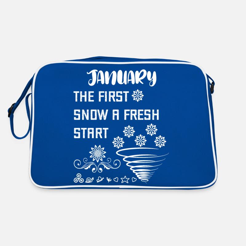 Januar, der erste Schnee, ein Neuanfang. Retro Tasche