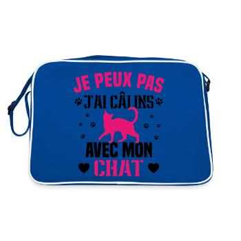 je peux pas j ai câlins avec mon chat humour chat - Sac Retro - bleu/blanc - Dos