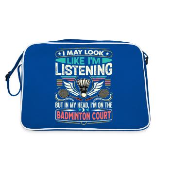 BADMINTON - J’ai peut-être l’air d’écouter - Sac Retro - bleu/blanc - Dos