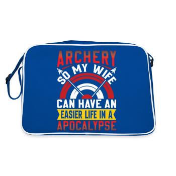 Drôle de dicton de tir à l’arc - Apocalypse - Sac Retro - bleu/blanc - Dos