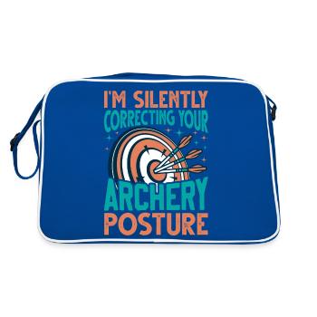 Archery Coach Saying - Archer Exercise - Retro Bag - blue/white - Back