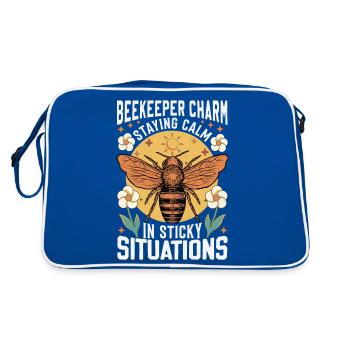 Beekeeper Charm – Sticky Situations - Retro Tasche - Blau/Weiß - Hinten