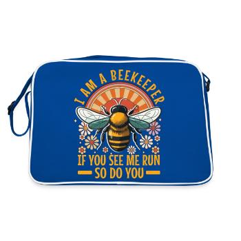 Dicton drôle d’apiculteur - Essaim d’abeilles - Sac Retro - bleu/blanc - Dos
