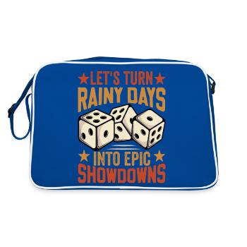 Board Game Saying - Turning Rainy Days Board game - Retro Bag - blue/white - Back