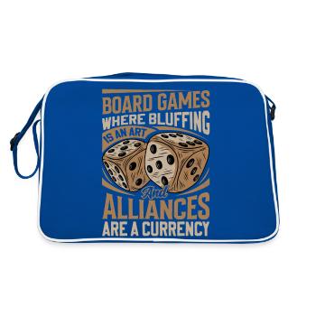 Board Game Saying - Alliances Are Currencies - Retro Bag - blue/white - Back