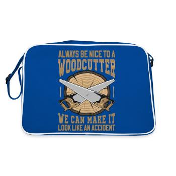 Be Nice To A Woodcutter - Lumberjack Saying - Retro Bag - blue/white - Back