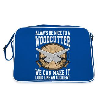 Be Nice To A Woodcutter - Lumberjack Saying - Retro Bag - blue/white - Back