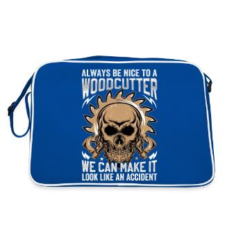 Be Nice To A Woodcutter - Lumberjack Saying - Retro Bag - blue/white - Back