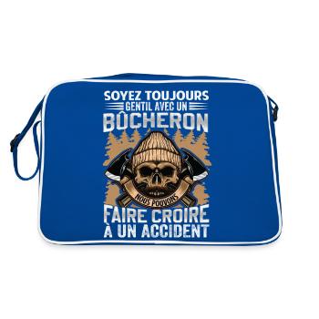 Be Nice To A Woodcutter - Lumberjack Saying - Retro Bag - blue/white - Back