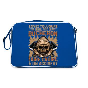 Be Nice To A Woodcutter - Lumberjack Saying - Retro Bag - blue/white - Back