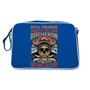 Be Nice To A Woodcutter - Lumberjack Saying - Retro Bag - blue/white - Back