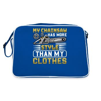 Self-Irony Saying - Chainsaw Chainsaw - Retro Bag - blue/white - Back