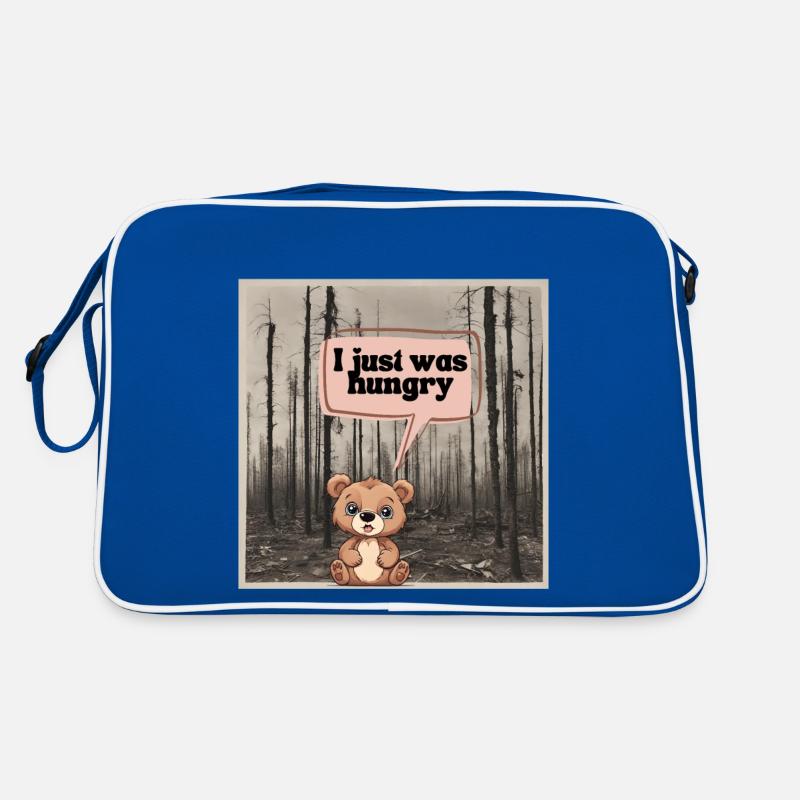 Little bear with a big appetite - Retro Bag - blue/white