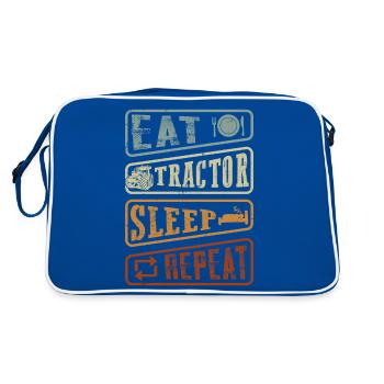 Eat Tractor Sleep Repeat - Retro Tractor Harvest Time - Sac Retro - bleu/blanc - Dos