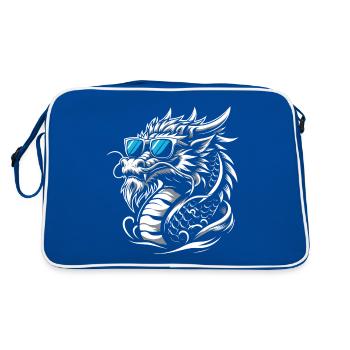 Dragon chinois cool avec des lunettes de soleil - Sac Retro - bleu/blanc - Dos
