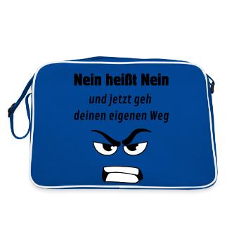 Nein und jetzt geh dein Weg. - Retro Tasche - Blau/Weiß - Hinten
