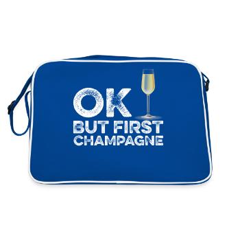 OK But First Alcohol T-Shirt - Funny Drinking Cool - Retro Bag - blue/white - Back