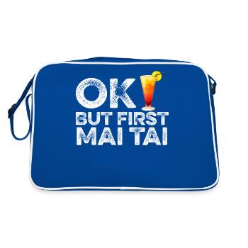 OK But First Mai Tai T-Shirt - Funny Rum Cocktail - Retro Bag - blue/white - Back