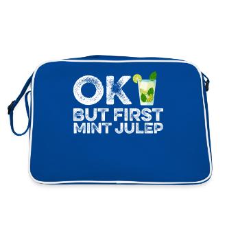 OK But First Mint Julep T-Shirt - Funny Cocktail - Retro Bag - blue/white - Back