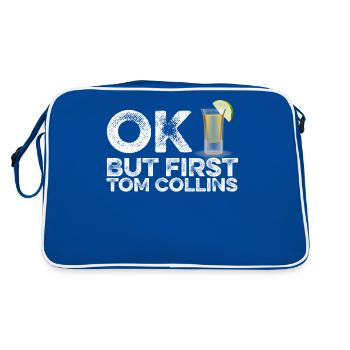 OK But First Tom Collin T-Shirt Funny Drinking Pun - Retro Bag - blue/white - Back
