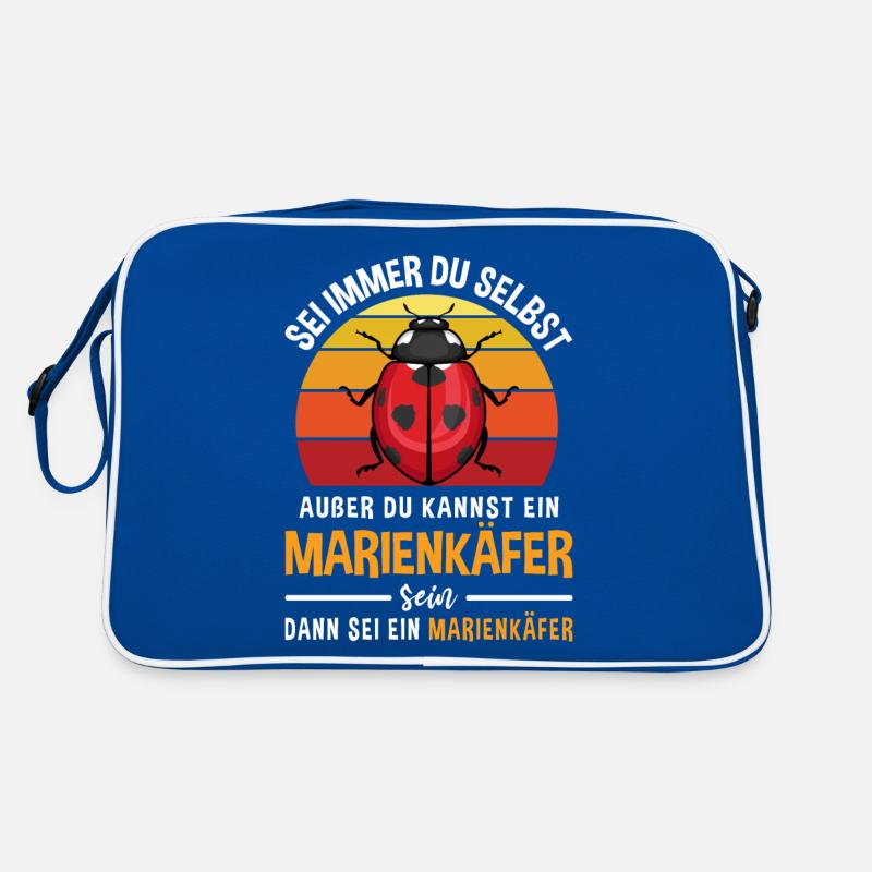 Retro Glückskäfer Insekten Marienkäfer - Retro Tasche - Blau/Weiß