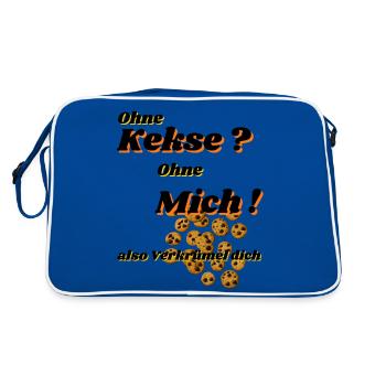 Ohne Kekse ohne mich! - Retro Tasche - Blau/Weiß - Hinten