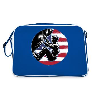 Grimpeur aux États-Unis - Boulder UK Boulderer Escalade - Sac Retro - bleu/blanc - Dos