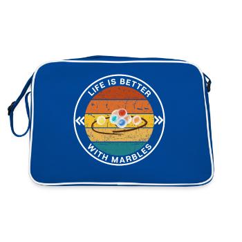 LIFE IS BETTER WITH MARBLES Murmel spielen - Retro Tasche - Blau/Weiß - Hinten