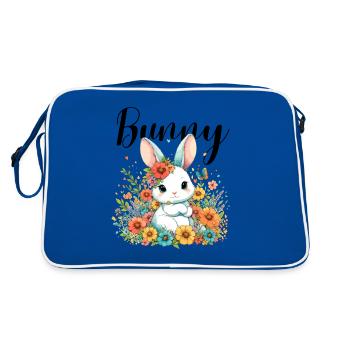Bunny Bunny Mom Easter Easter Bunny Flowers Cute - Retro Bag - blue/white - Back