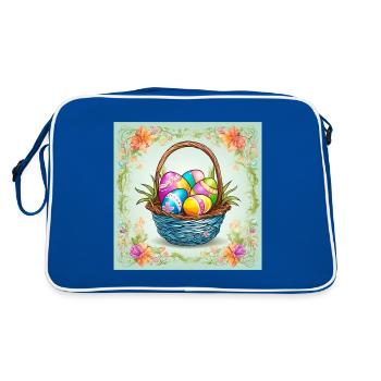 Panier de Pâques photo Motif de Pâques - Sac Retro - bleu/blanc - Dos