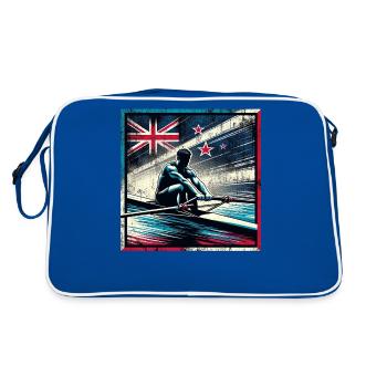 New Zealand Flag Rowing Man Sculling Pat - Retro Bag - blue/white - Back