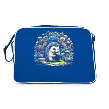 Hedgehog Reading Book – Full Moon Seascape - Retro Bag - blue/white - Back