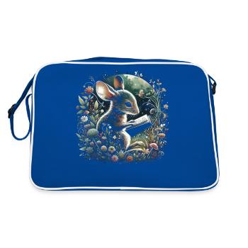 Mouse Reading Book – Full Moon Seascape - Retro Bag - blue/white - Back