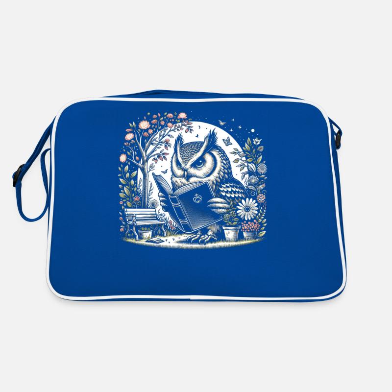 Eulen-lesebuch – Full Moon Scenery Reader - Retro Tasche - Blau/Weiß