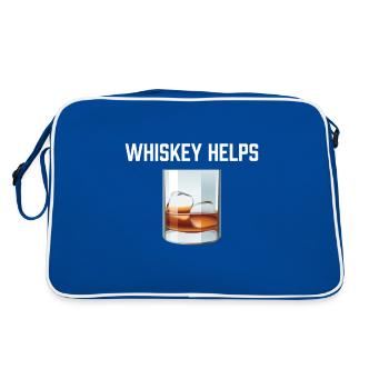 Whiskey Helps T-Shirt - Funny Scotch On The Rocks - Retro Bag - blue/white - Back
