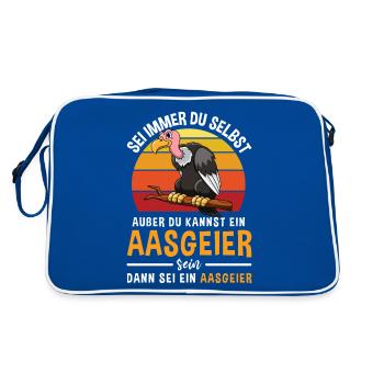 Greifvögel Vogelart Raubvogel Aasgeier - Retro Tasche - Blau/Weiß - Hinten